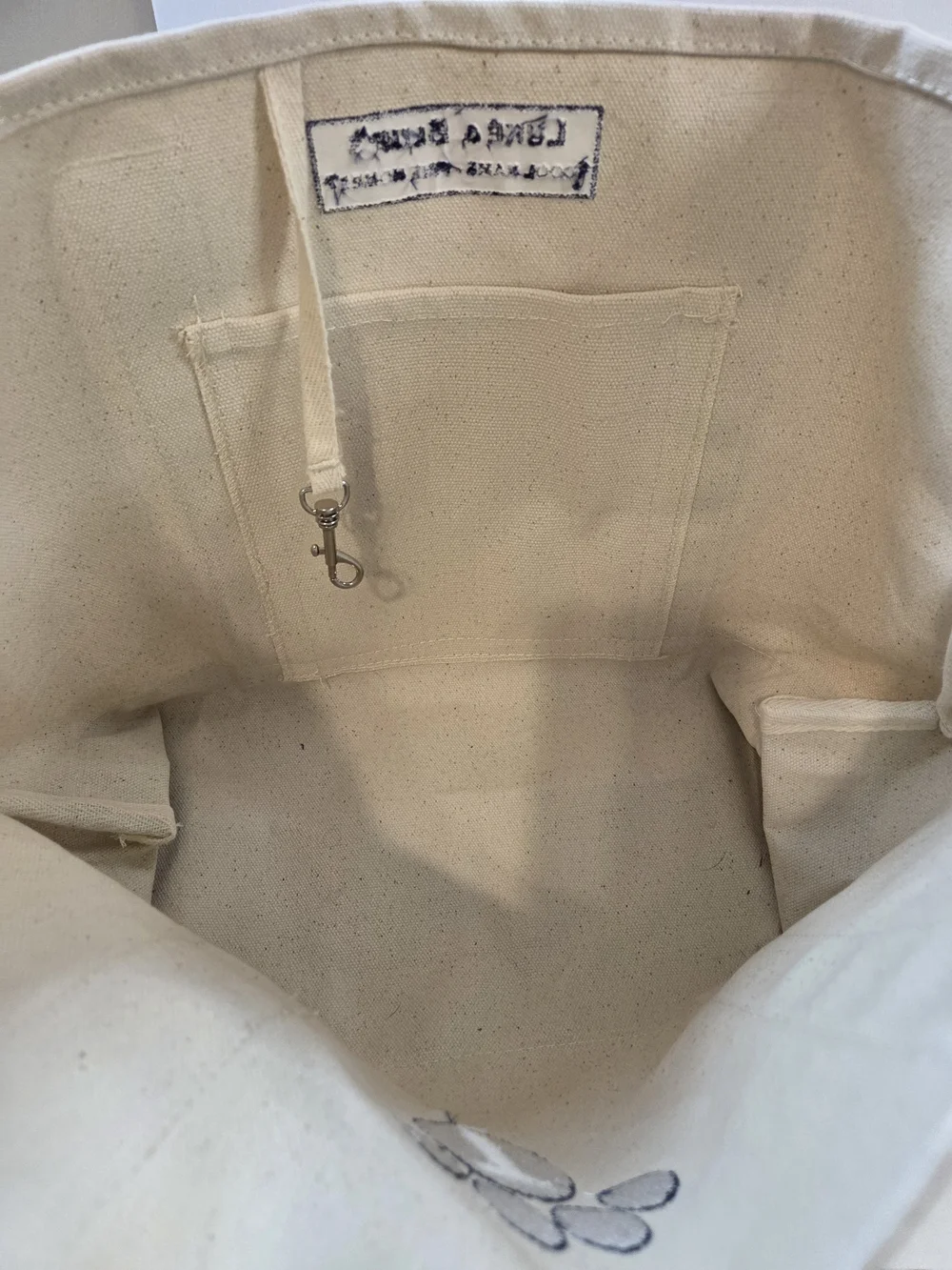 Canvas Tote Bag in Natural and Navy